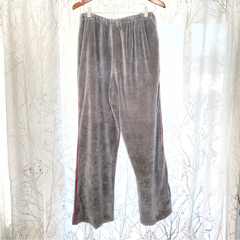 Vintage Christian Dior red stripe gray Valore velvet elastic waist track pants - Picture 5 of 12